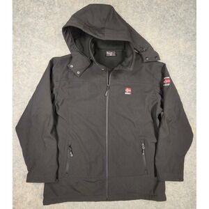Scandinavian Explorer Mens Black Jacket Norway Flag Fleece Lined 3XL Winter Coat